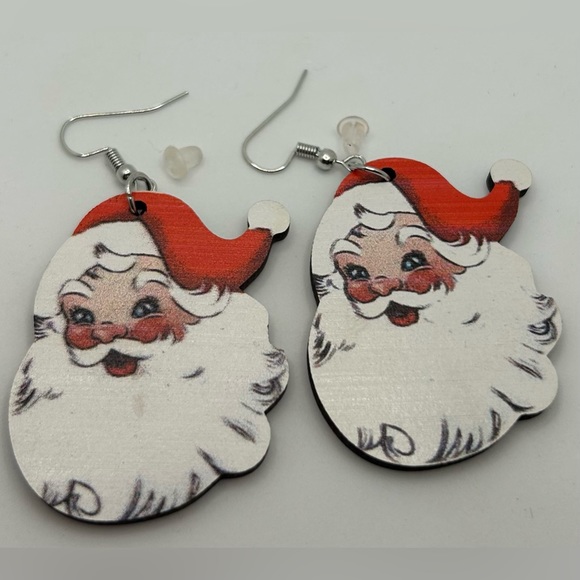 Jewelry - Santa Wooden Earrings NEW